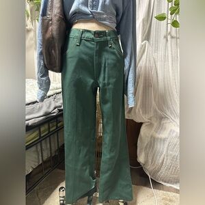 Farah Green Flare Wide Leg Jeans
